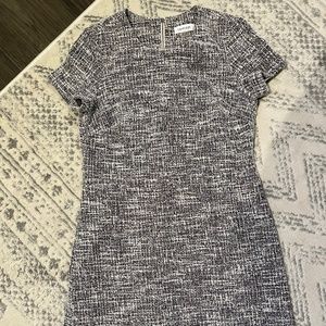 Calvin Klein Short Sleeve Tweed Crew Neck Pencil Dress